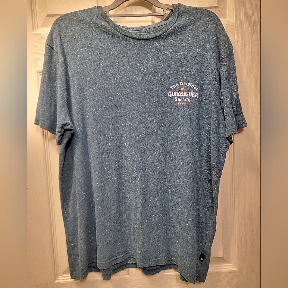 Quiksilver Surf Co. Blue & Orange Men's T Shirt Size Large